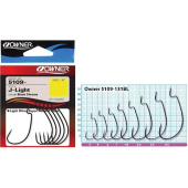 Крючки офсетные Owner J-LIGHT WORM HOOK  5109 № 3/0 (5 шт) 