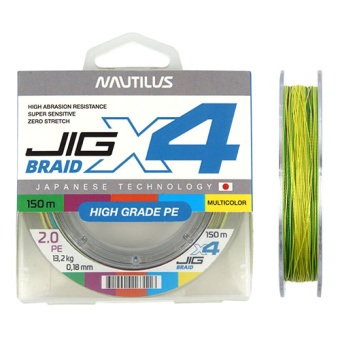 Шнур Nautilus X4 Jig Braid Multicolour d-0.2мм 15.7кг 2,5PE 150м Шнур Nautilus X4 Jig Braid Multicolour d-0.2мм 15.7кг 2,5PE 150м