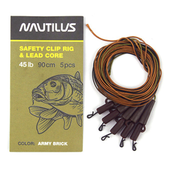 Набор готовых оснасток Nautilus Safety Clip Rig Army Brick 90см 45lb (5pcs)