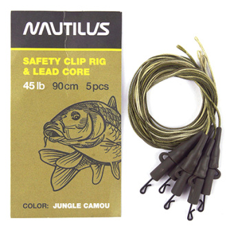 Набор готовых оснасток Nautilus Safety Clip Rig Jungle Camou 90см 45lb (5pcs)