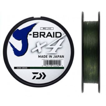 Плетеный шнур Daiwa J-Braid x4 BRAID Dark Green 135м #0.6, 010мм Плетеный шнур Daiwa J-Braid x4 BRAID Dark Green 135м #0.6, 010мм